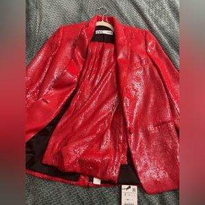 Zara Red Sequin Suit